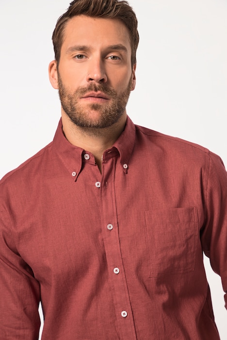 Leinenmixhemd, Langarm, Buttondown-Kragen, Modern Fit