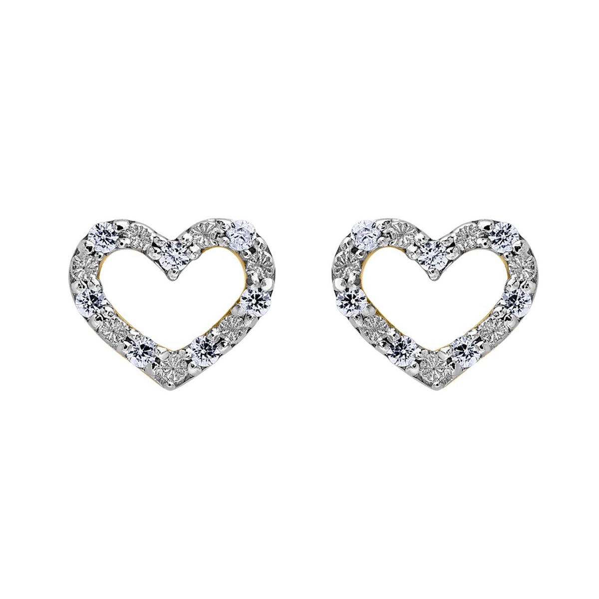 Boucles d'oreilles coeur or ajouré empierré