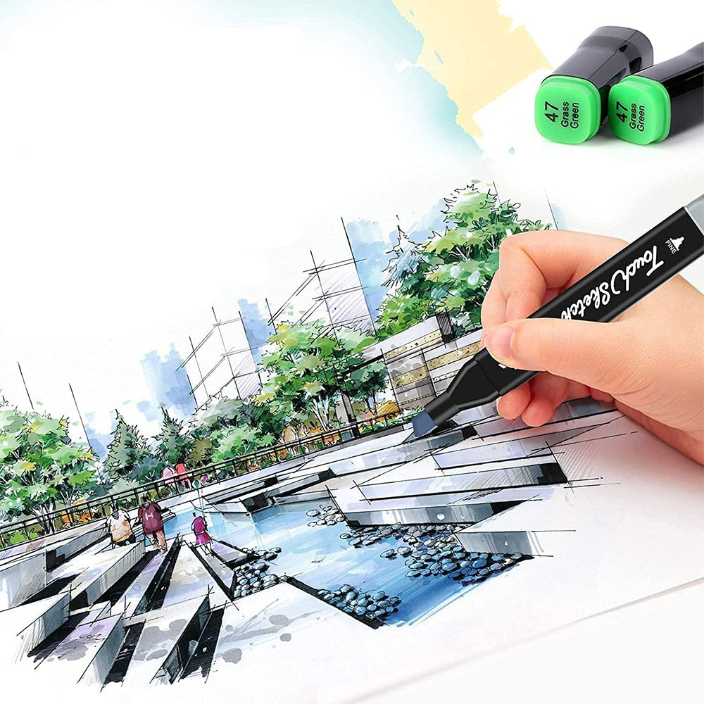(80er Set) Wasserfeste Acryl Filzstifte Touch Sweet Permanent Marker Doppelspitz Mal Stifte   Tragetasche