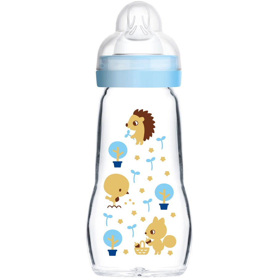 MAM Glasflasche Feel Good 260 ml 0+ Monate, IgelEichhörnchen