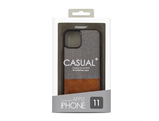 MOOOV - Coque smartphone Coque souple bi-matière pour iphone 11 - grise et marron