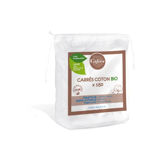 Carrés Coton Bio - 150 cotons