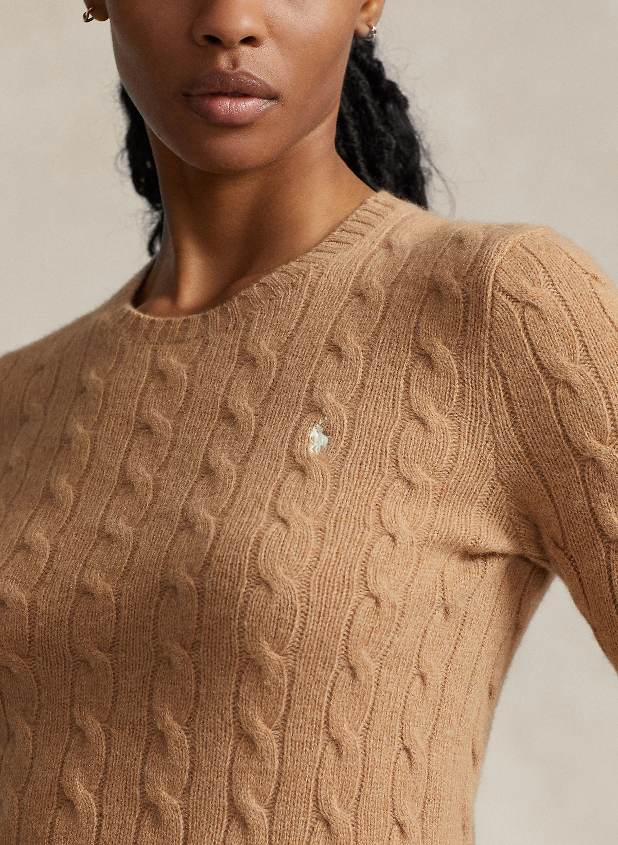 Pull col rond en laine et cachemire | Beige