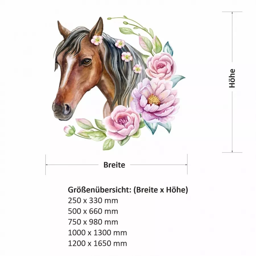 Nikima Wandtattoo 237 Wandtattoo Pferd Kopf braun bunt