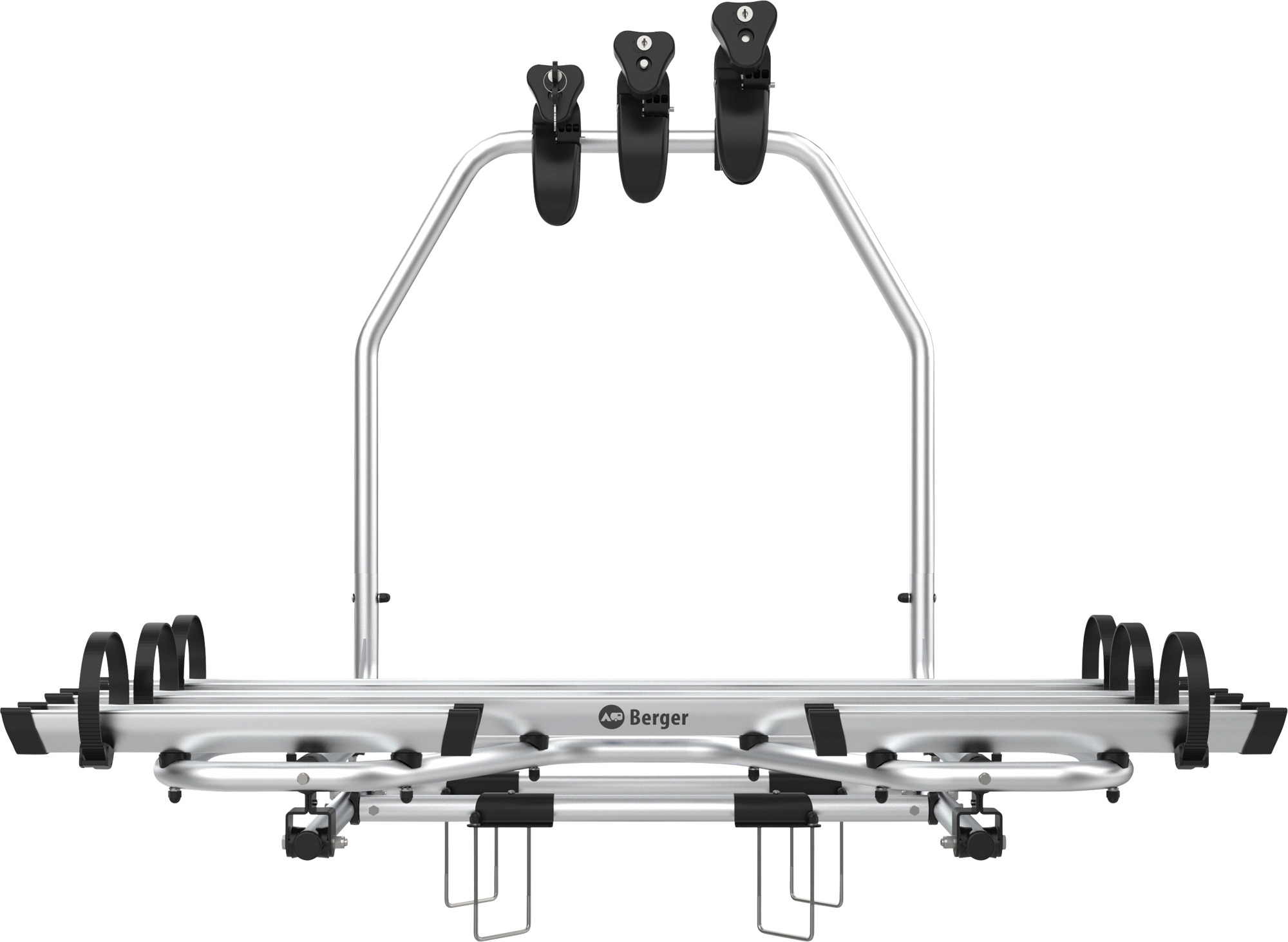 Berger Premium 3 XL Deichsel Fahrradträger silber für 3 Fahrräder, E-Bike geeignet