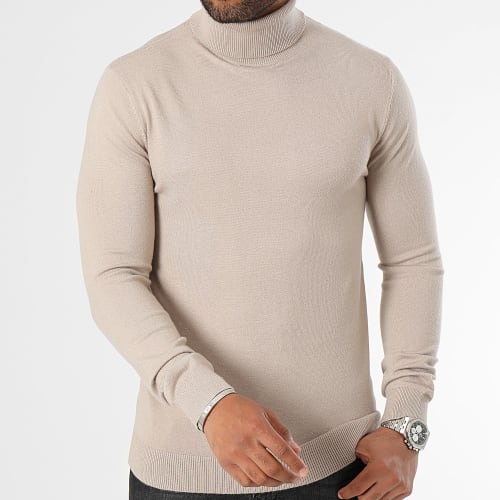 Pull Col Roulé 0378 Beige