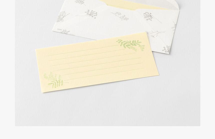 MIDORI JAPAN - Set: Plantenprint Briefpapier + Envelop
