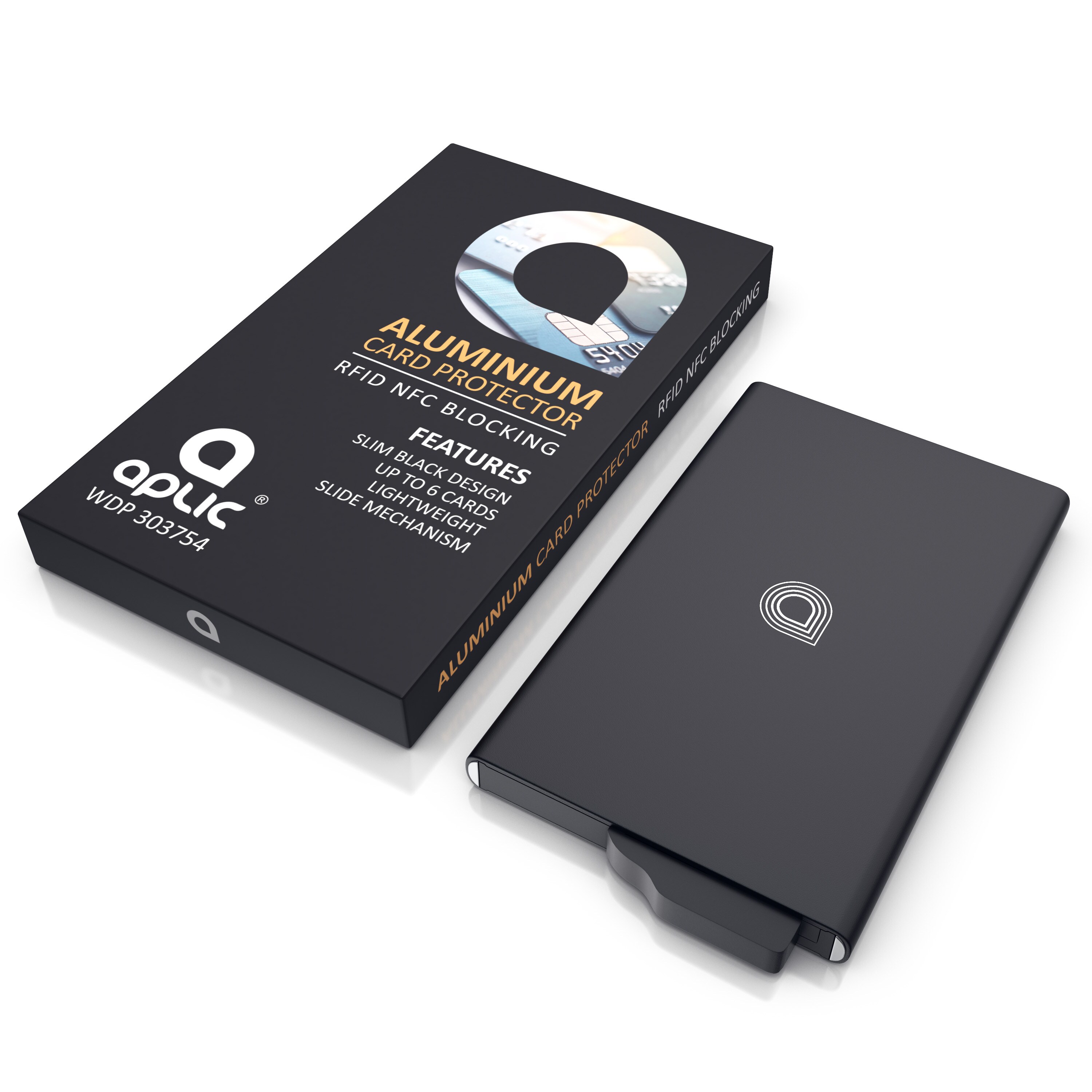 Aplic Karten Schutzhülle aus Aluminium für bis zu 6 Karten NFC / RFID Abschirmung Blocker