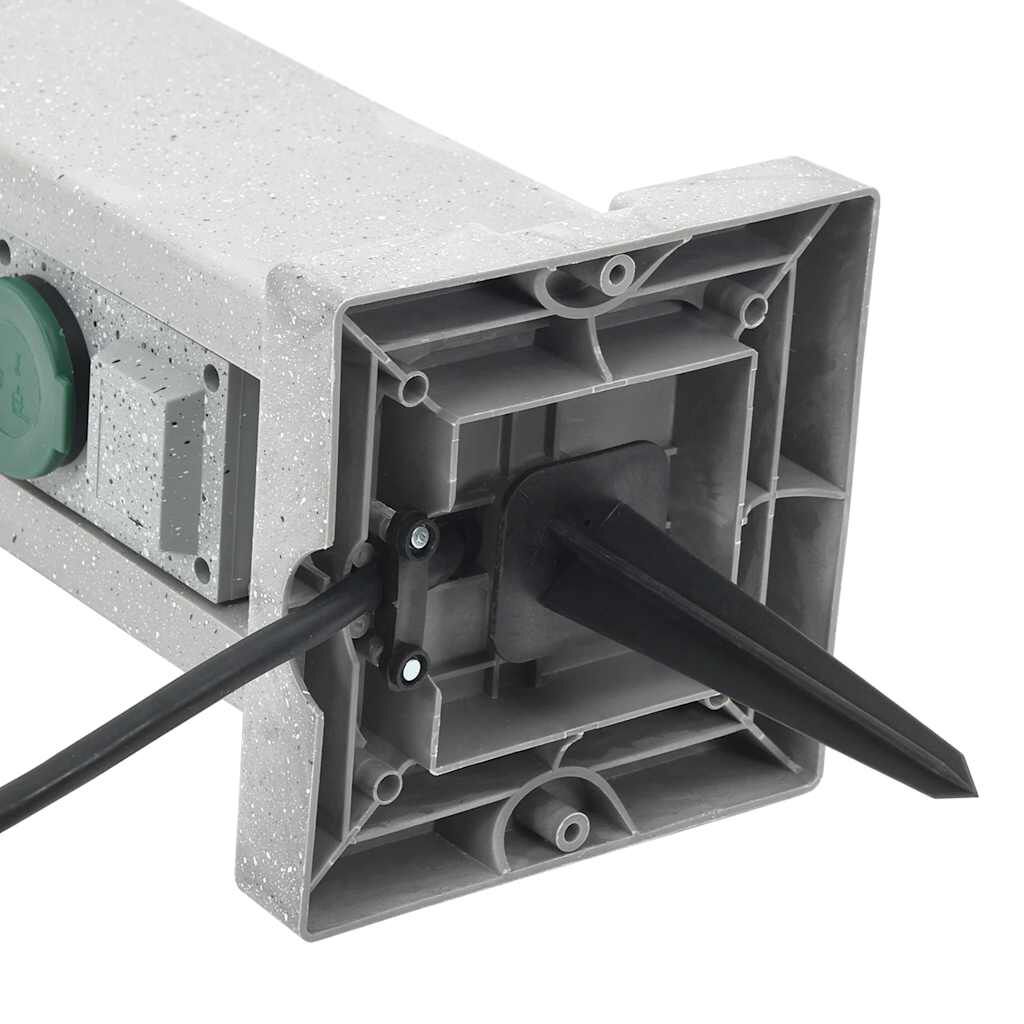 vidaXL Tuinstopcontactsplitter met pen, 4 stopcontacten, imitatiesteen