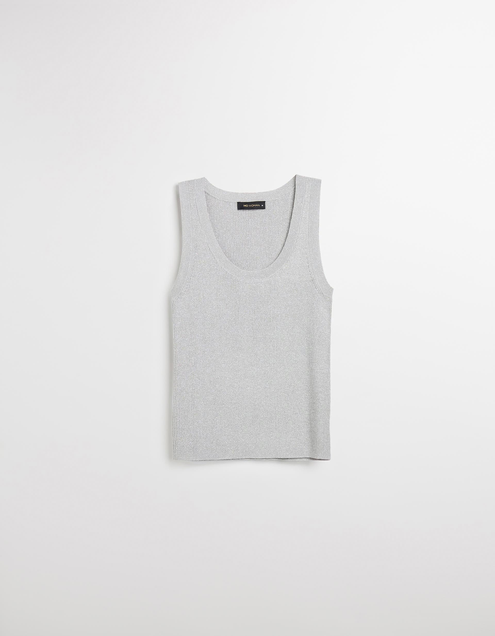 Top Lurex, Mulher, Cinzento