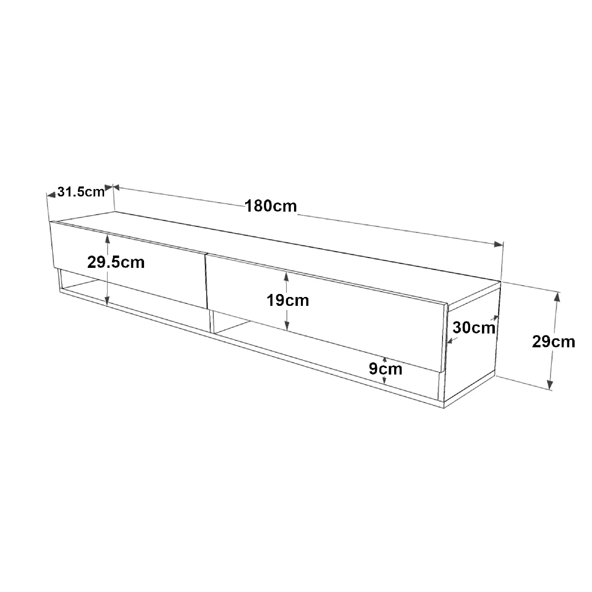 Helloshop26 Meuble TV 180 cm - Chêne rustique