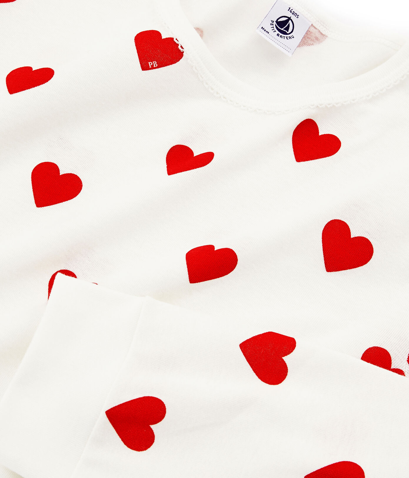 Pyjama enfant imprimé cœurs en côte
