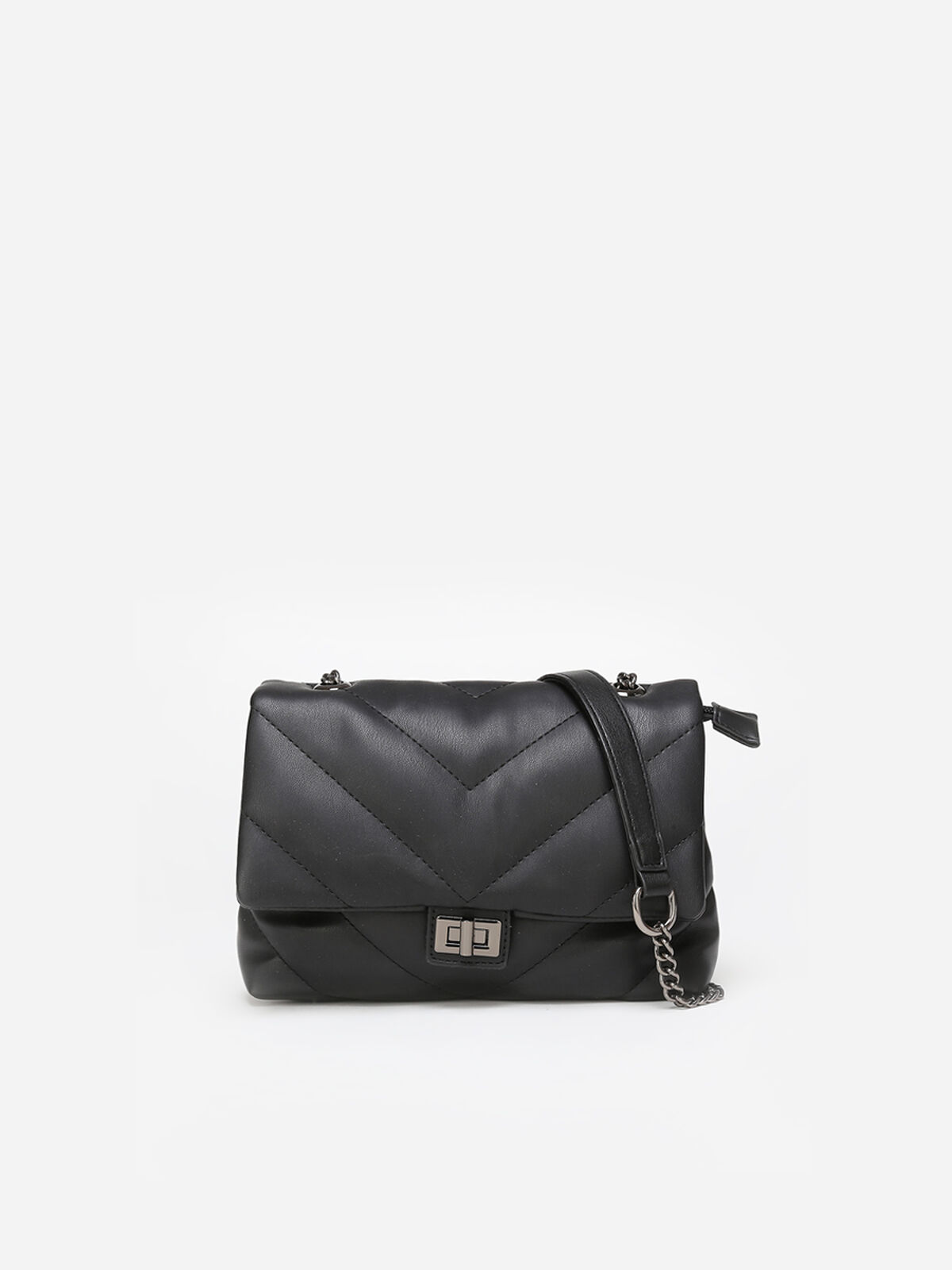 Sac noir en bandoulière matelassé Noir- Noir