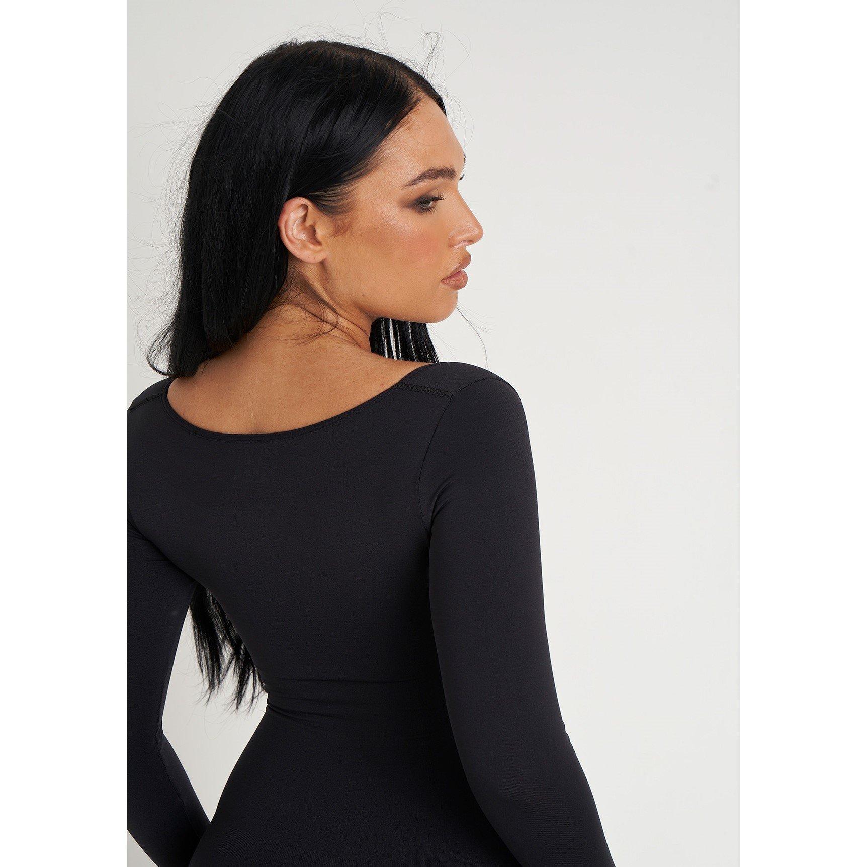 Missy Empire ME Seamless Long Sleeve Plunge Jumpsuit Womens
