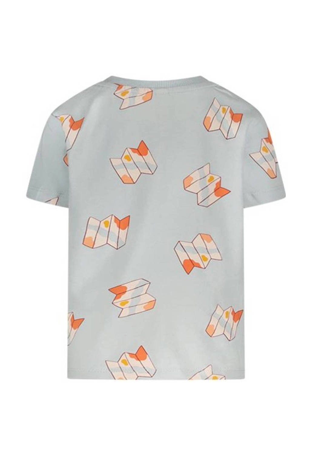 The New Chapter baby T-shirt Ezra met all over print lichtblauw/oranje