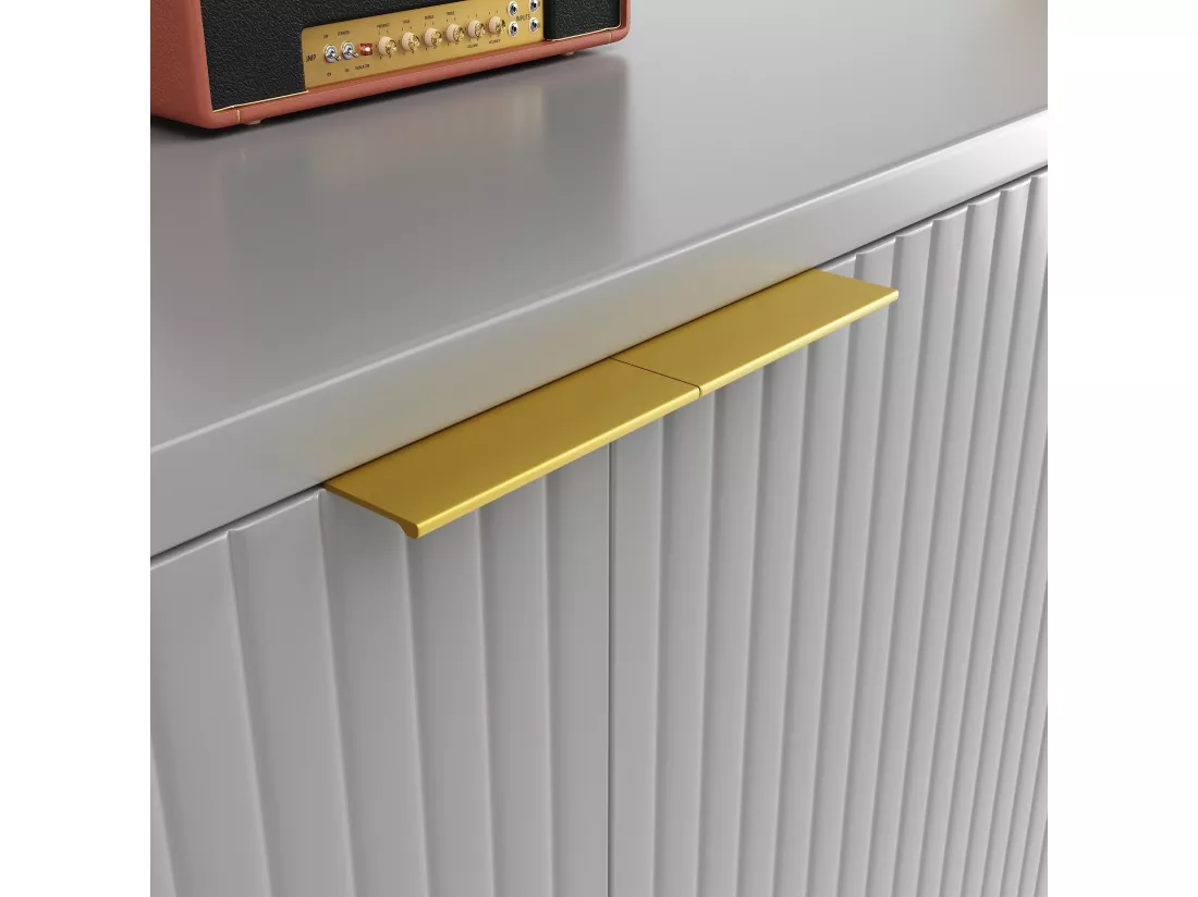 Buffet avec 4 portes - 140 x 40 x 85 cm - MDF + métal - pour salle à manger et salon - Gris