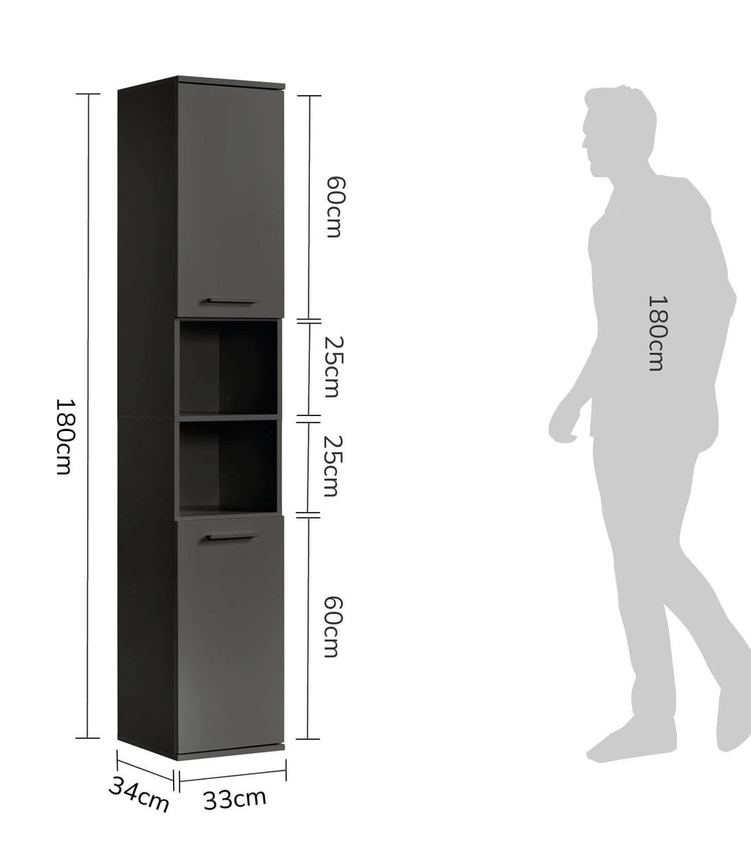 mokebo badkamer hoge kast 'The Captain', badkamerkast in 180x33x34 (HxBxD in cm) in wit