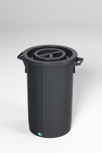 PROREGAL Robuuste afvalbak met deksel, stapelbaar, 60 liter, HxBxD 68 x 42 x 42 cm, kunststof, zwart