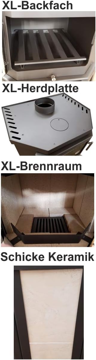 Kaminofen mit Backfach+Herdplatte Victoria Taro F schwarz – 9,53 kW