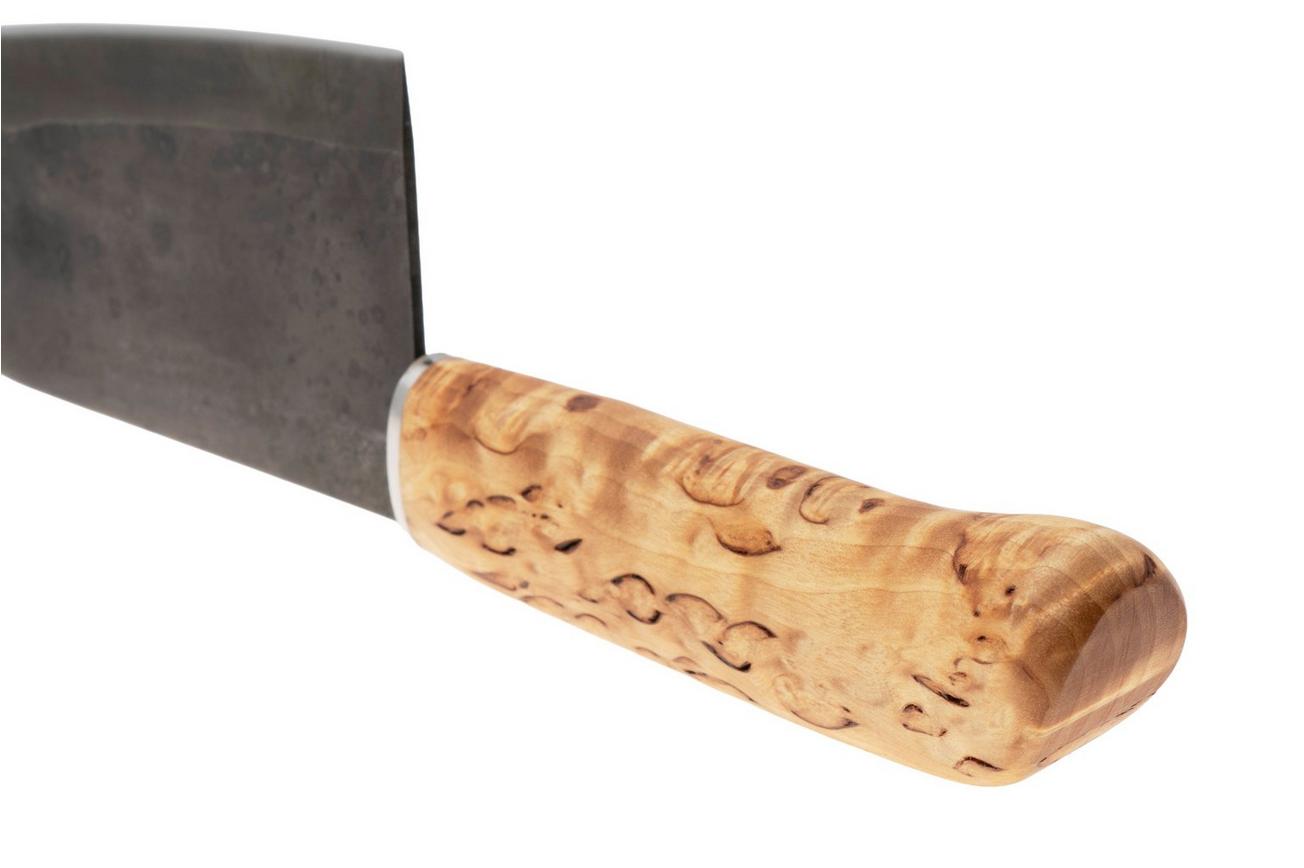 Roselli Small Chef Knife R700 Carbon Steel, Curly Birch, santokumes, 13.5 cm