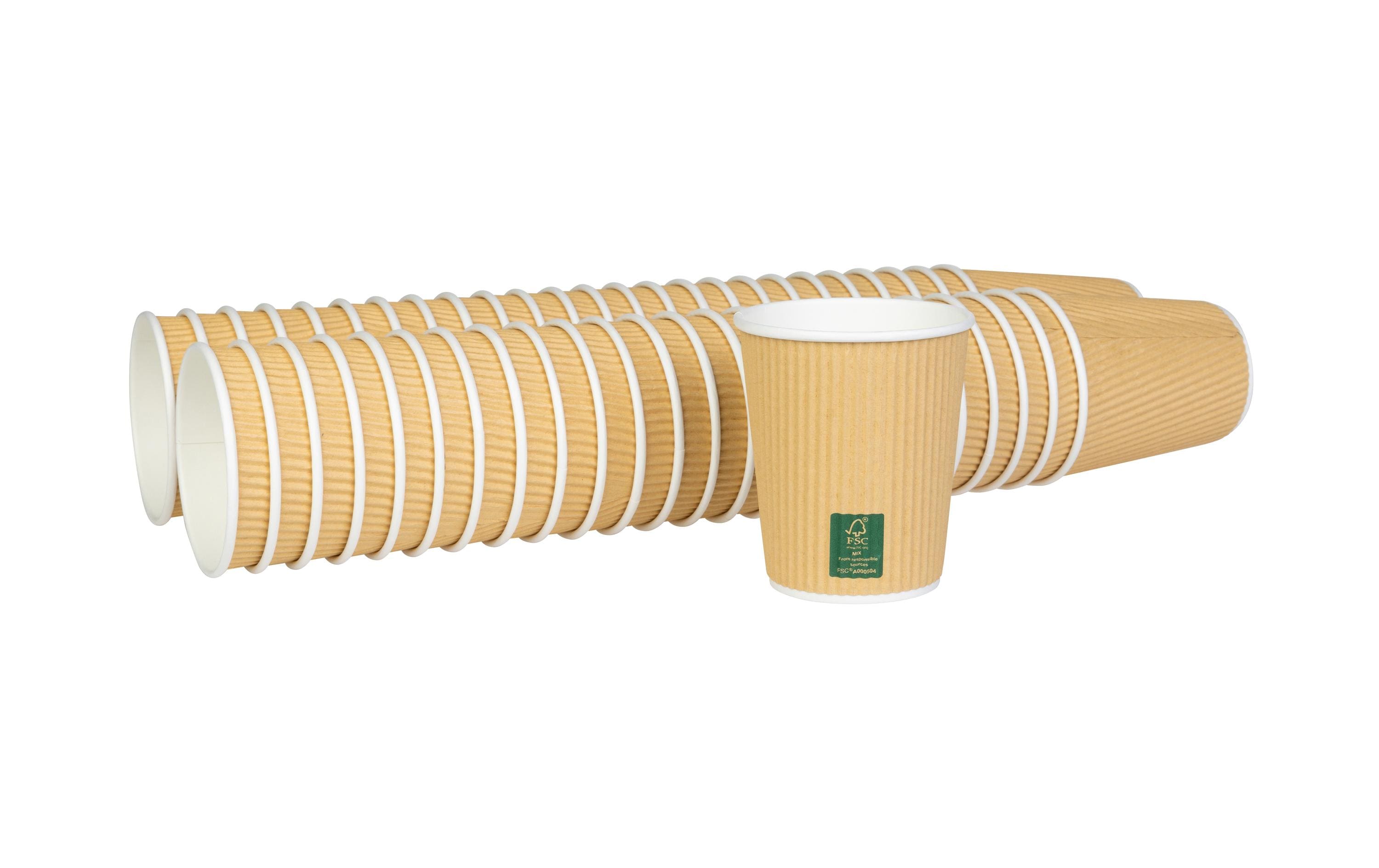 Einweg-Kaffeebecher 270 ml, 50 StückGeriffelte Pappbecher