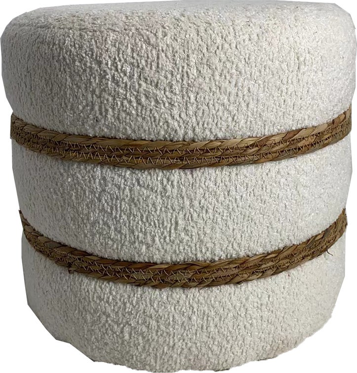 House of Nature poef Fleurimont crème D 38 H 35 cm