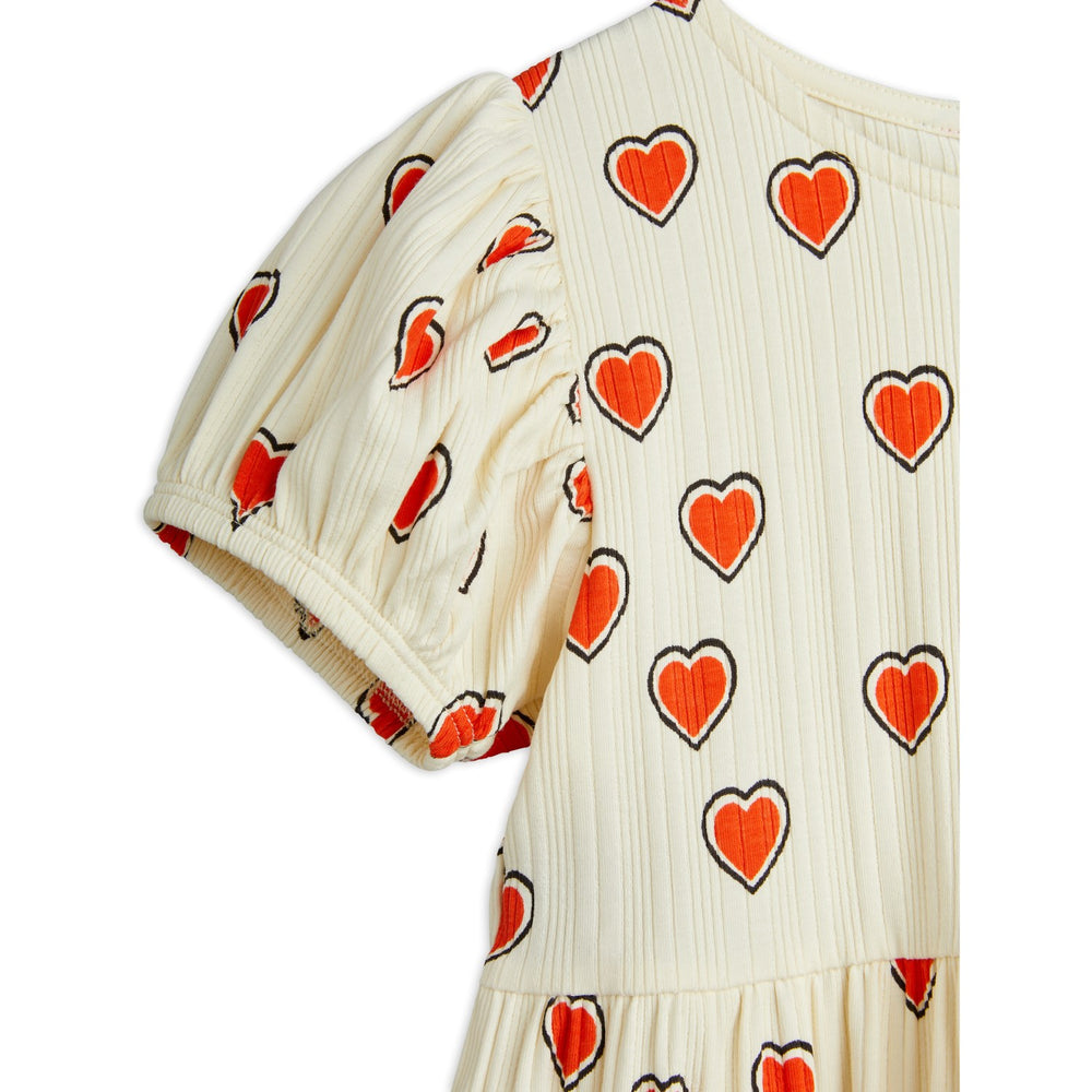 Køb Mini Rodini Offwhite Outlined Hearts AOP Kjole