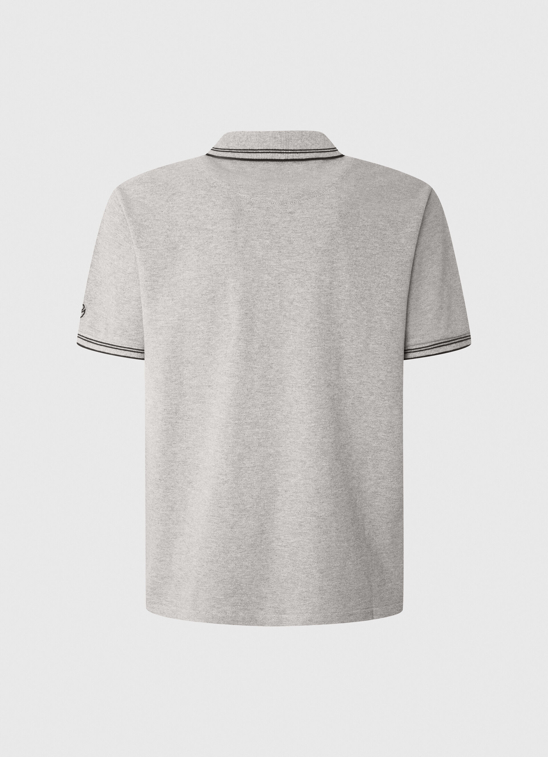 Camisa polo de algodão piqué com logotipo bordado - cinza mescla