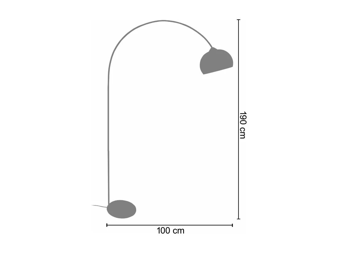 Lampadaire arc métal aluminium ivoire 189 cm.