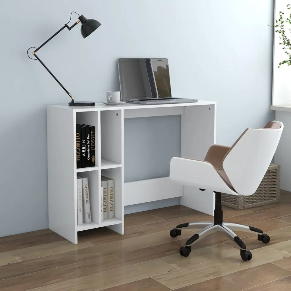 vidaXL - Bureau - Wit - Bewerkt hout