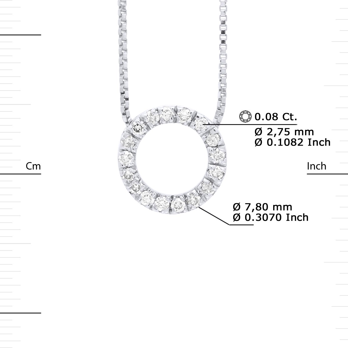 Collier CIRCLE Diamants 0,080 Cts Or Blanc