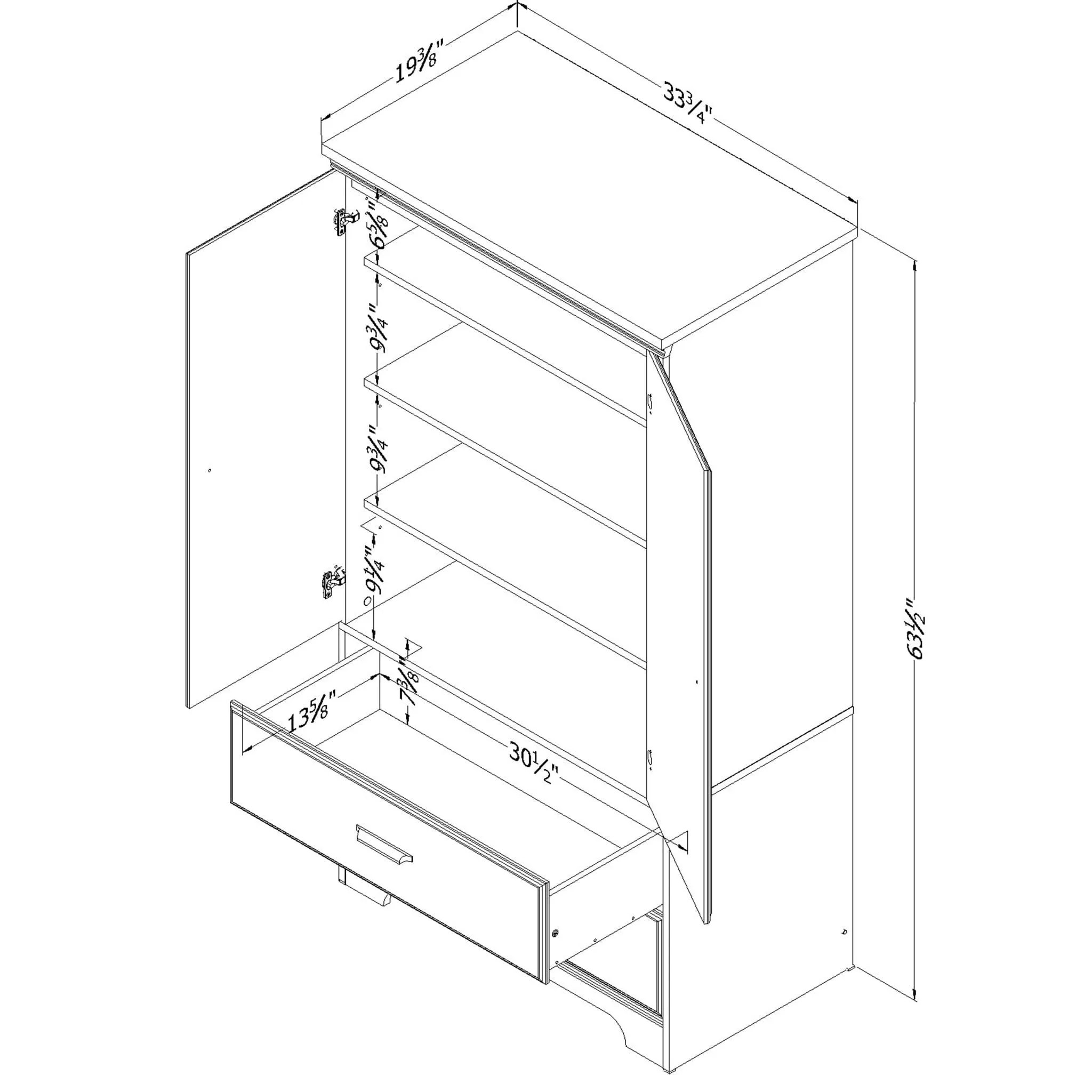 South Shore Armoire de Rangement 2 Portes - Versa Érable Cendré