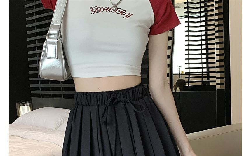 Dandijoy - Minirok met hoge taille en trekkoord, effen en geplooid