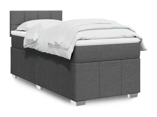 Sommier à lattes de lit et matelas Gris foncé 90x190 cm Tissu