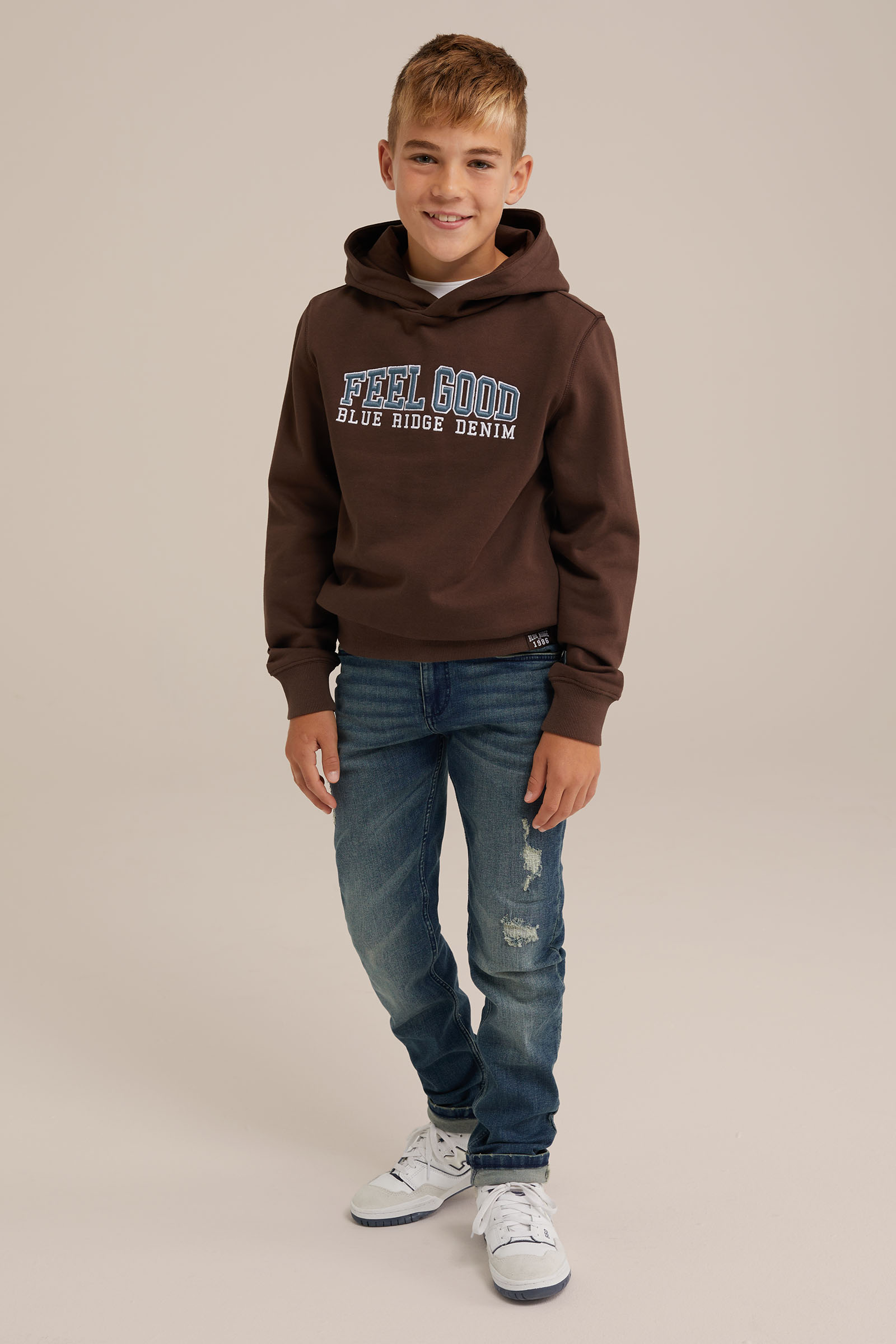 Jongens hoodie met embroidery Blue Ridge Donkerbruin