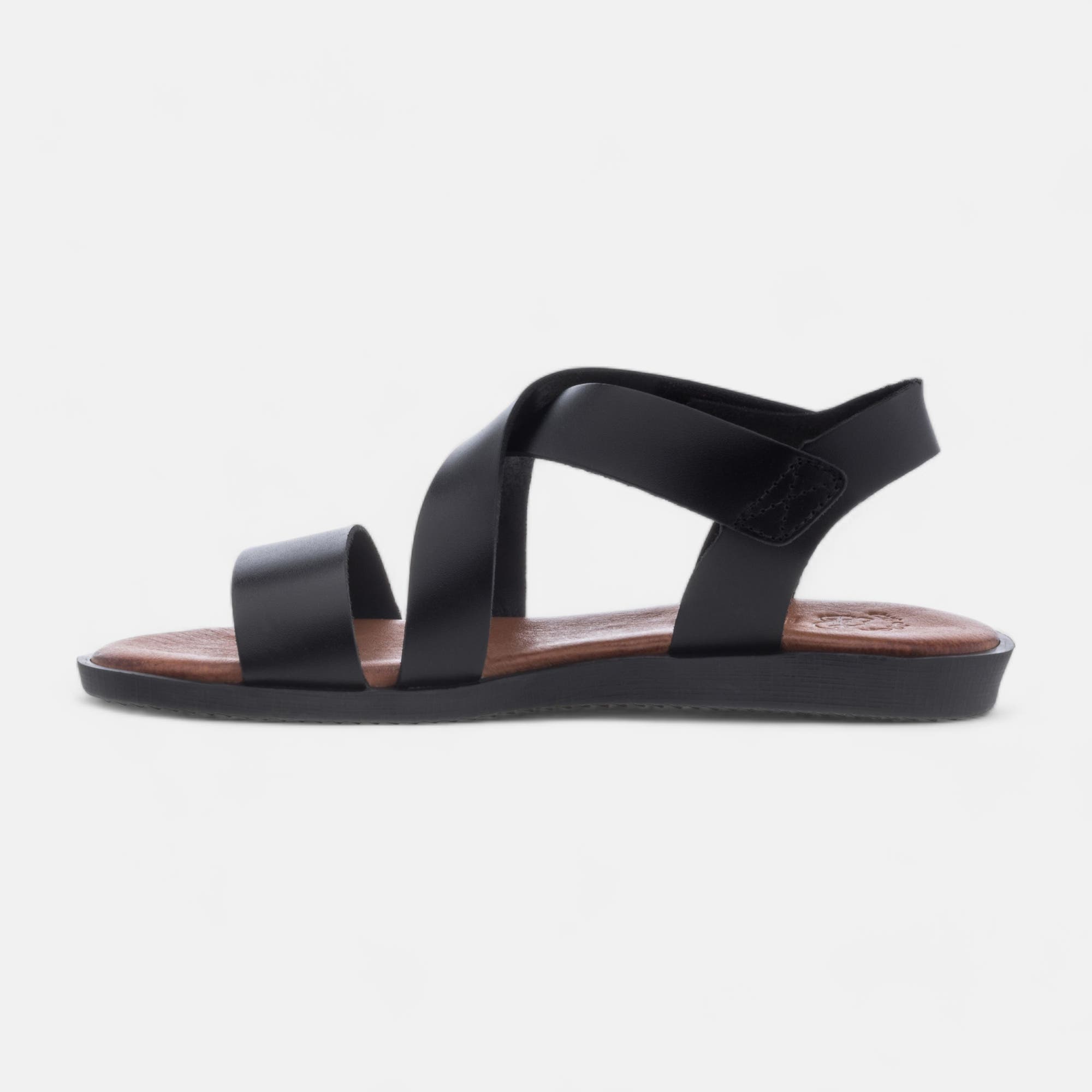 Nu-pieds Femme en cuir noir