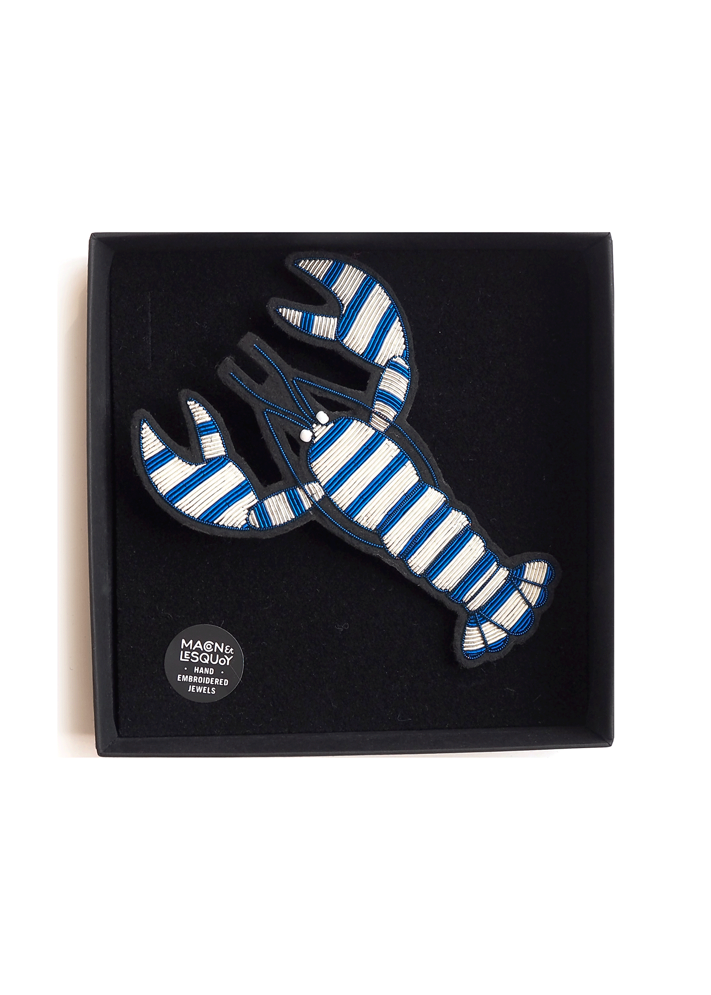 Broche brodée Homard rayé