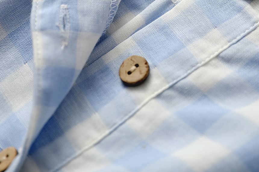 Finlies - Henley Gingham pyjamajurk met korte mouwen