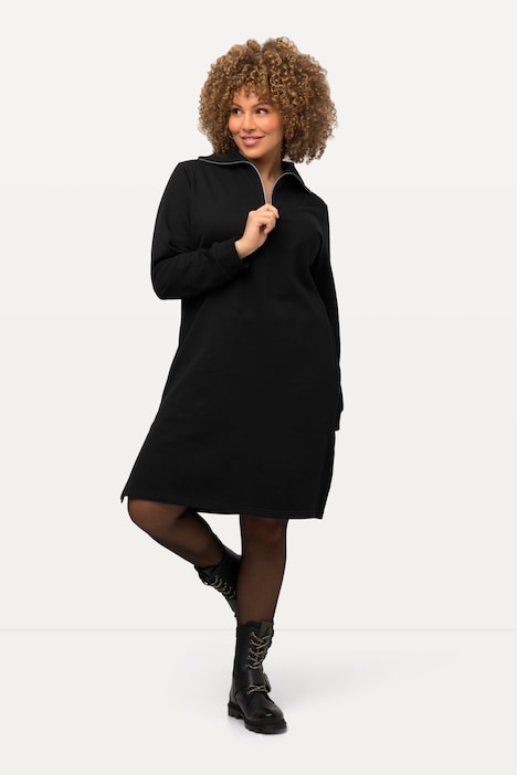 Sweatkleid, Troyerkragen, Reißverschluss, Langarm