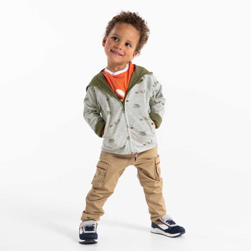 Sweat zippé à capuche réversible vert bébé garçon