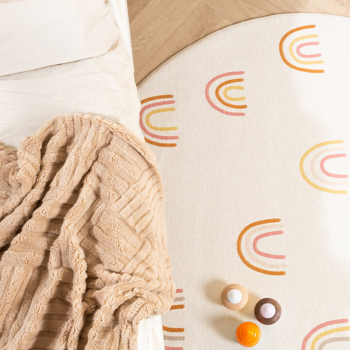 Rond wasbaar kindervloerkleed - Evi Rainbow Multicolor