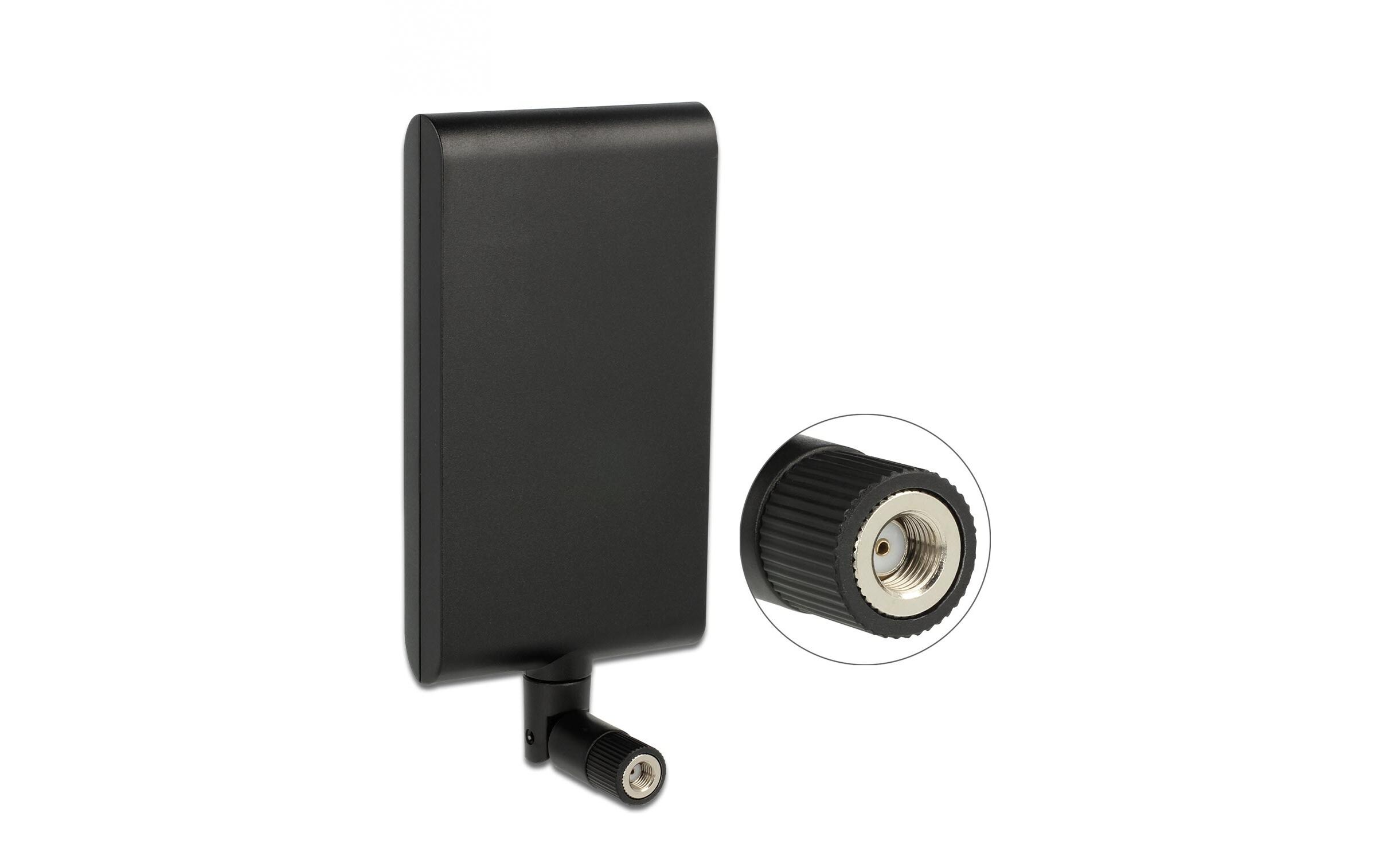 WLAN-Antenne 802.11 ac/a/h/b/g/n RP-SMA 10 dBi RundstrahlDelock WLAN 802.11 ac/a/h/b/g/n Antenne RP-SMA Stecker 7.5 - 10 dBi direktional mit Kippgelenk schwarz