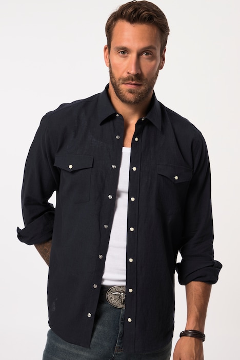 Leinenmix-Hemd, Langarm, Kentkragen, Modern Fit, bis 8 XL