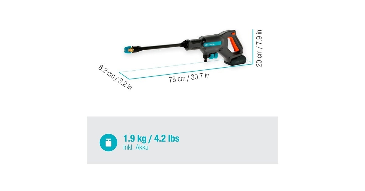 GARDENAAquaClean 24/18 V P4A Premium Set drukreiniger  (Grijs/turquoise, 14800-31, Accu inbegrepen)