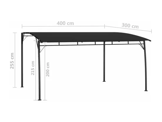 Auvent pare-soleil de jardin 4x3x2,55 m Anthracite
