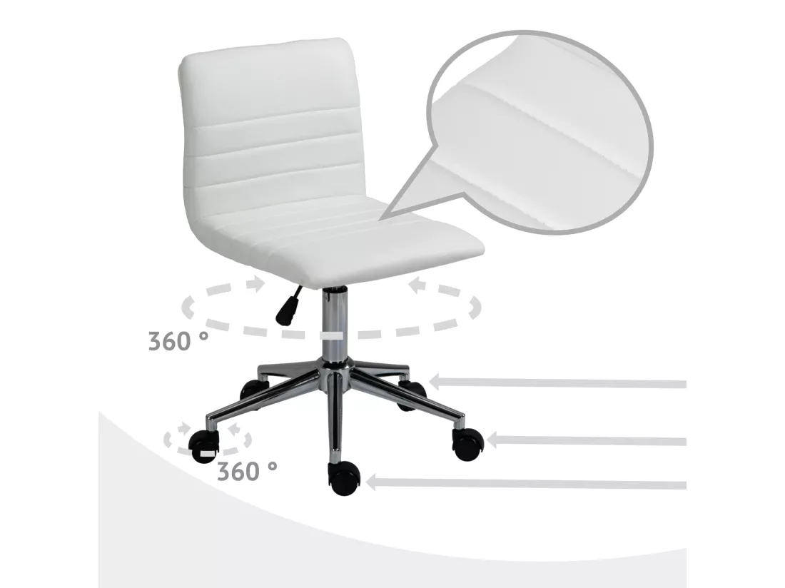 SVITA LINUS chaise de bureau chaise pivotante pour enfant revêtement en simili cuir blanc