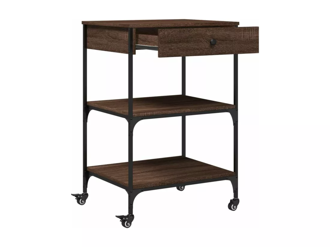 Chariot de cuisine chêne marron 60x48x89,5 cm bois d'ingénierie