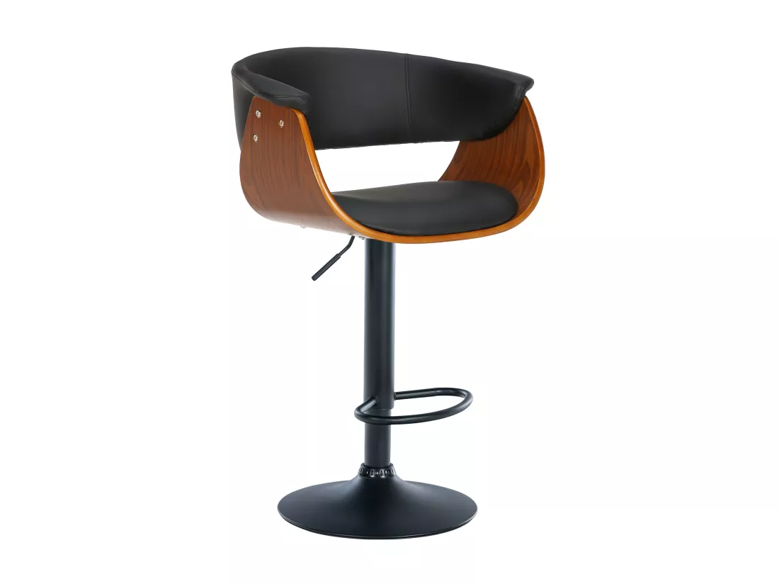 Lot de 2 Tabouret de bar - Similicuir - Noyer / Noir - Vestal