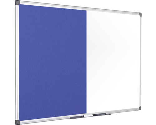 Combinatiebord, vilt- en magneetbord, wit/blauw, 60x45 cm