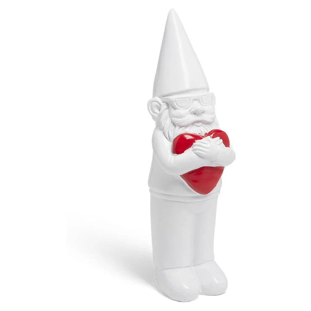 Nain coeur décoratif H15cm plastique blanc